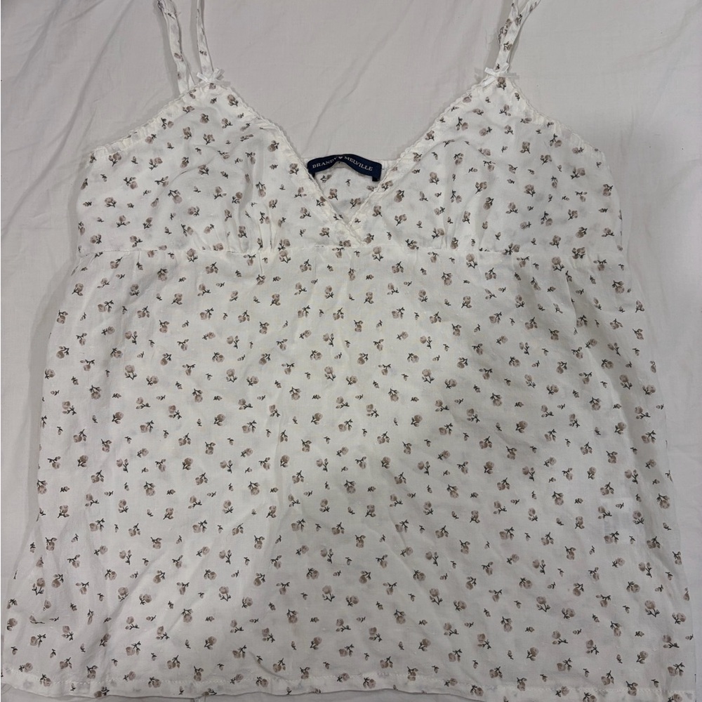 Brandy Melville White Floral Camisole
